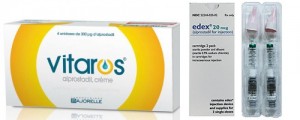 Photo d'une boite de crème Vitaros et injection Edex contre les troubles de l'érection et l'impuissance